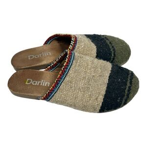 Darlin Handmade Slip On Shoes Women's 6 Made in USA Mexican Blanket Fabric